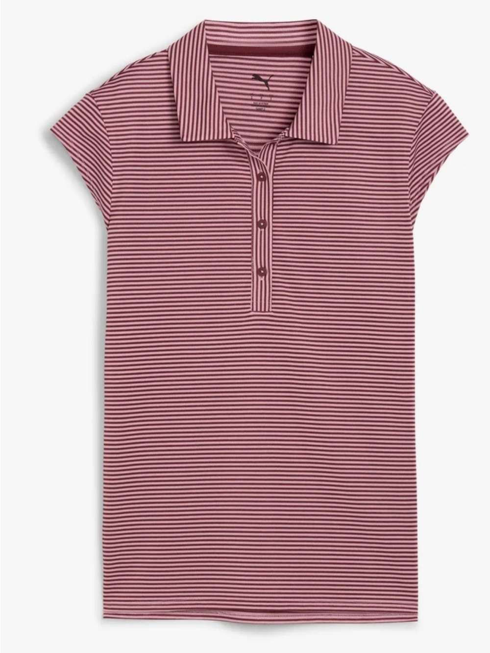 Puma Women’s Isle Pique Cap Sleeve Polo - Poised Pink and Poised Rose Striped